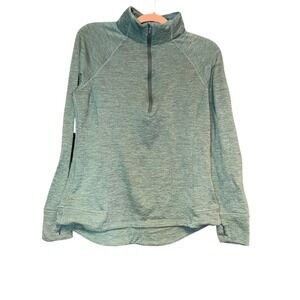 Avia Quarter Zip Pullover Women Large 12-14 Teal Green Good Space Dye Athletic